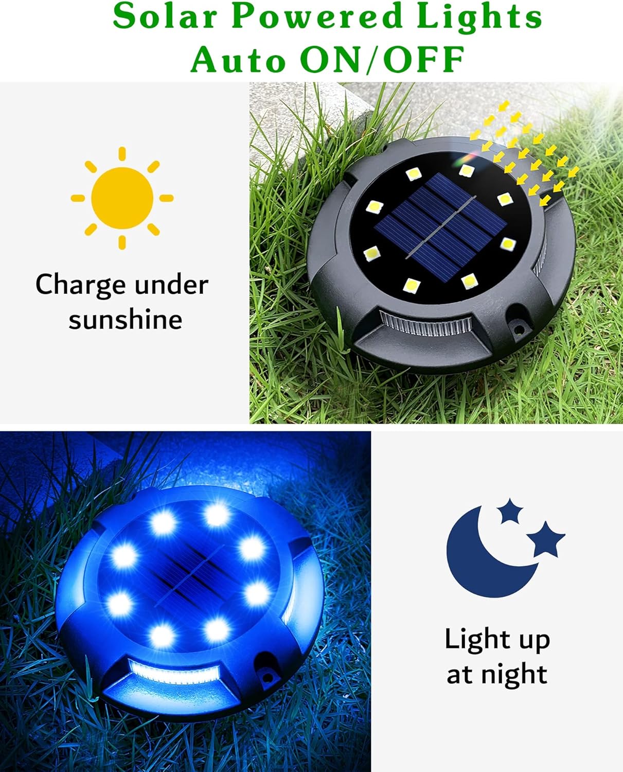 Biling Solar Pathway Lights Outdoor Uplight Sidelight, 12 Packs Blue Bright Solar Ground Lights Waterproof for Yard Walkway Garden Halloween Decorations