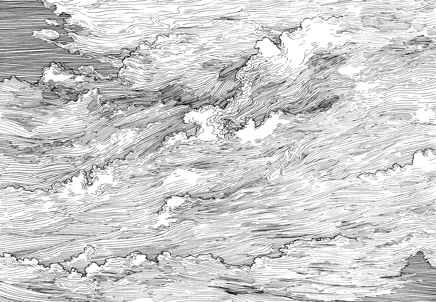 Black and White Cloud Wallpaper Wall Mural for Bedroom Living Room(Not Peel n' Stick)