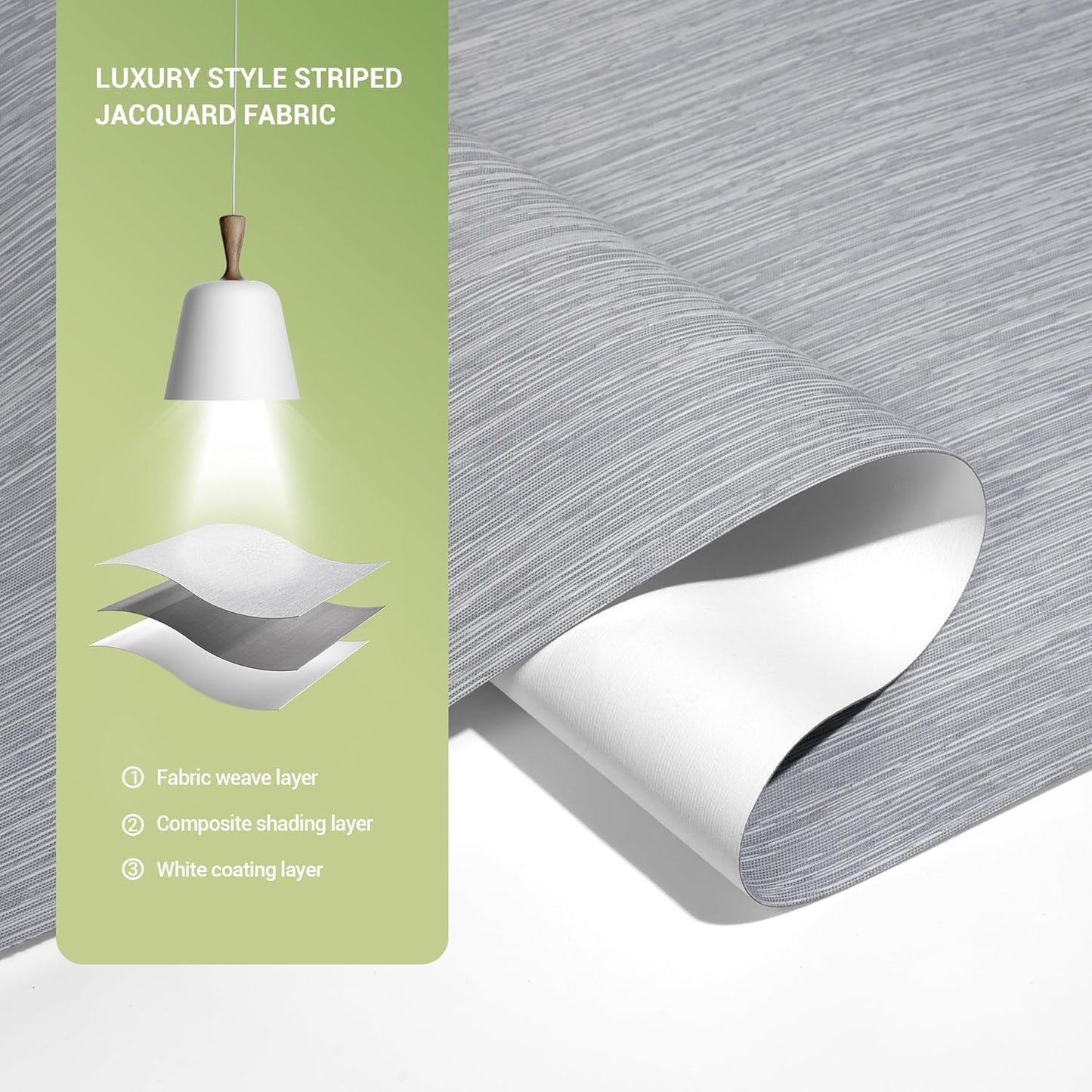 Blackout Roller Shades for Indoor Windows, Cordless Jacquard Fabric-Matched Roller Blinds, Easy to Install Privacy UV Protection Roll Up Blinds for Home Office, Grey, 22" W x 72" H