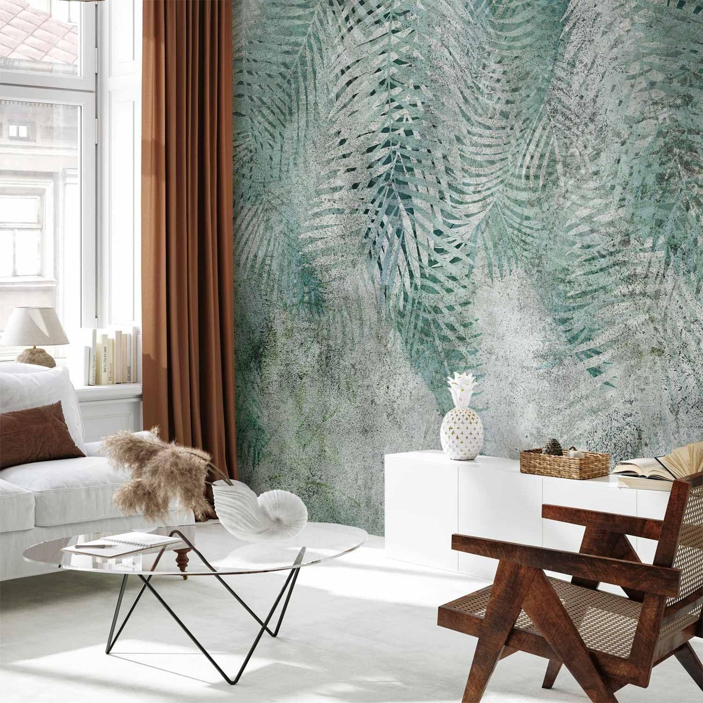 artgeist Wall Mural Leaves 138x101 in - XXL Non-Woven Wallpaper Fleece Wall Decor Photo Print Picture Image Design Nature Botanical Plants Palm Abstract b-C-0861-a-a