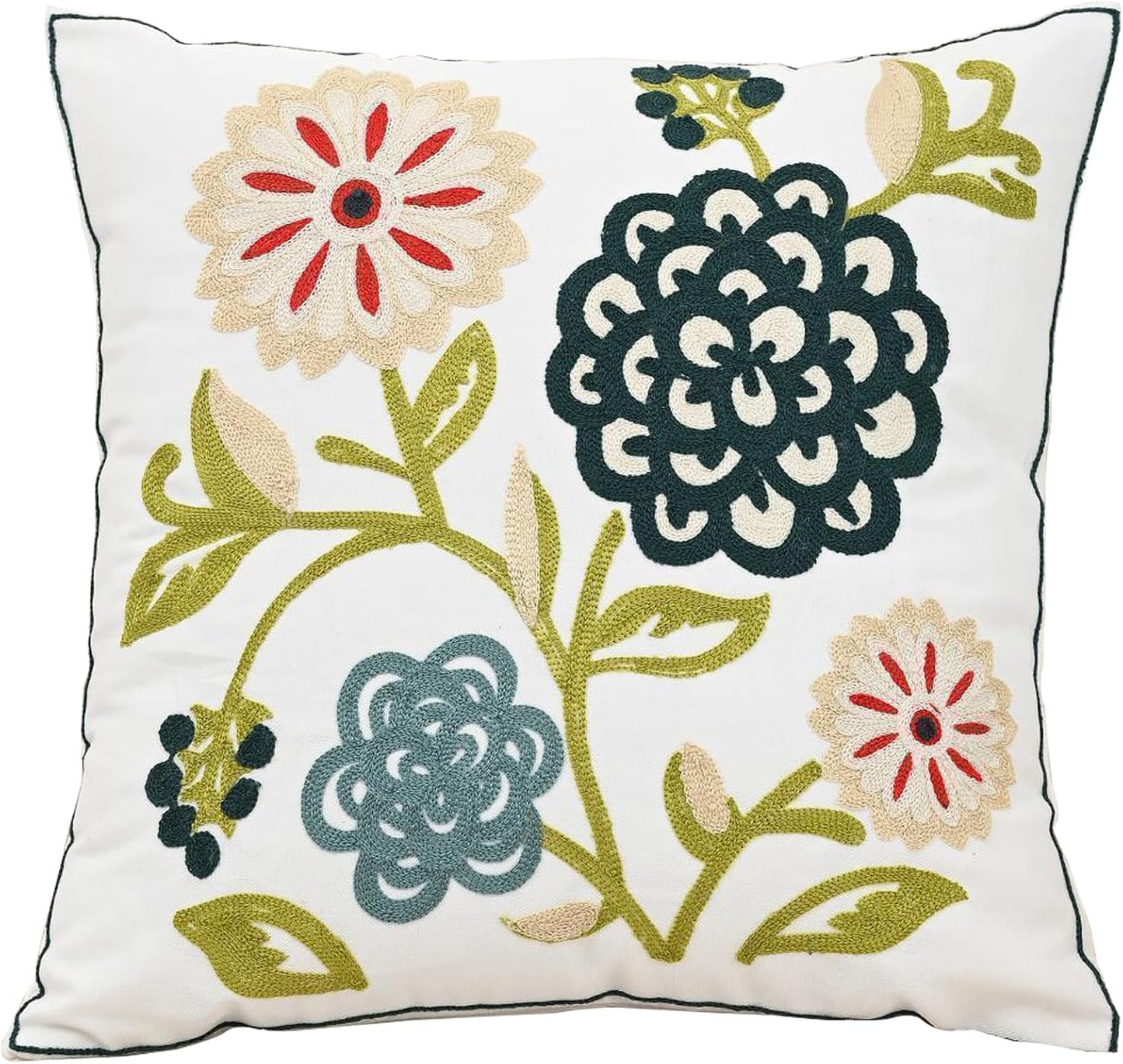 Embroidered Pillow Case Spring Soft Throw Pillow Cover Modern Decorative Cushion Covers for Sofa Living Room Couch Bed Botanical Splendor