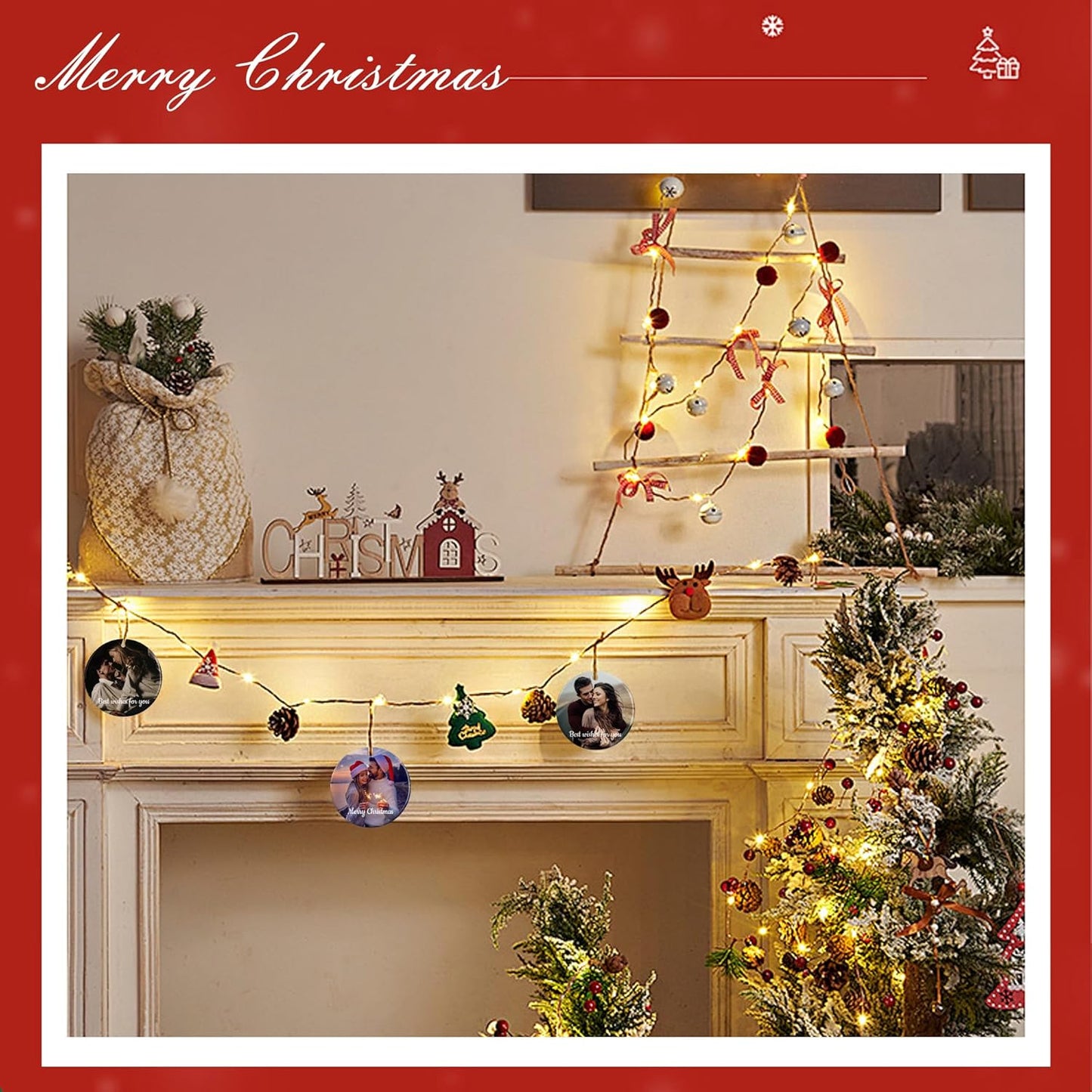 Personalized Christmas Ornaments, Custom Photo & Text 2025 Christmas Tree Ornament, Ideal for Xmas Decorations, Baby Showers, Weddings, Birthdays, Gifts for Mom, Dad, Kids, Pets, Friends