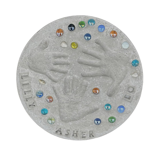 Large DIY Stepping Stone Kit, Handprint Stepping Stone, Mother's Day Gift, Footprint Stepping Stone (14 Inch)