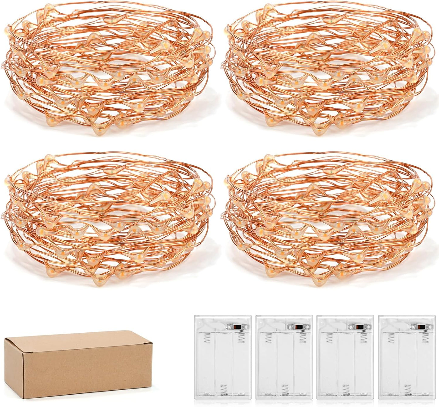 Led Fairy Lights Battery Operated, 4 Packs Mini Battery Powered Copper Wire Starry Fairy Lights for Bedroom, Christmas, Parties, Wedding, Centerpiece, Decoration (5m/16ft Blue)