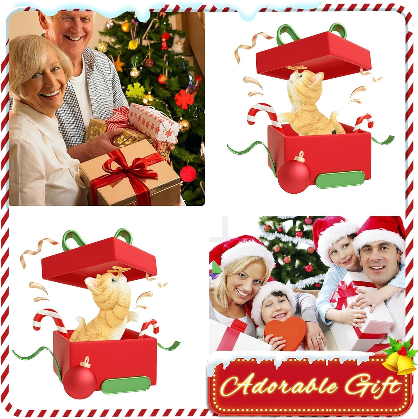 Solar Garden Statue Cat Figurine,Resin Cat Statue Playing Butterfly,Outdoor Decoration for Patio,Balcony,Yard, Lawn-Unique Housewarming Gift for Garden Mom Grandma