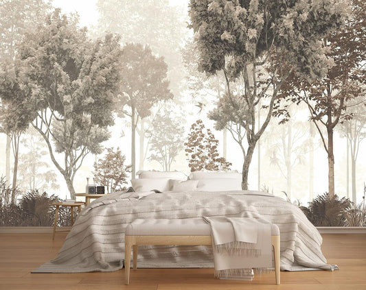 Vintage Forest Wallpaper Nature Wall Mural Wallpaper for Bedroom Living Room (Not Peel n' Stick)