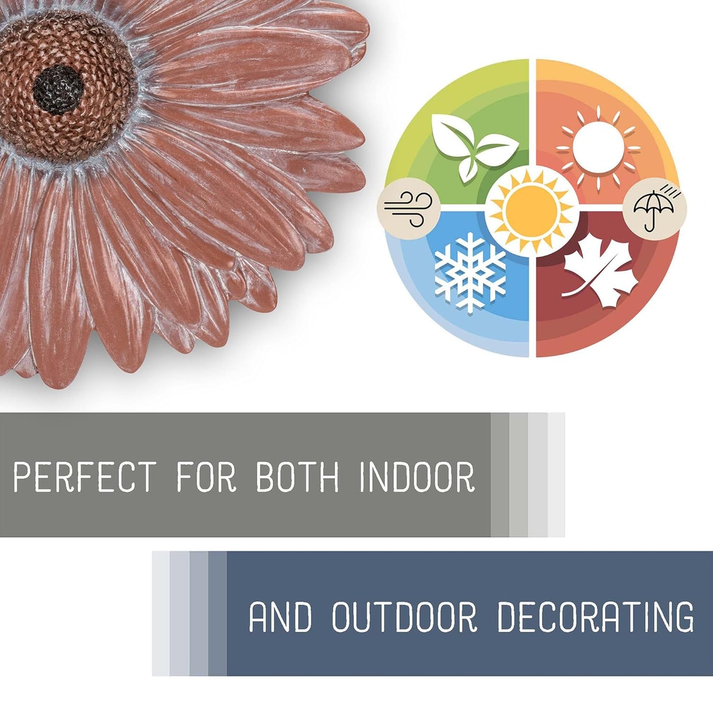 NAT & Jules Gerbera Daisy Flower Shaped Dimensional Indoor Outdoor 12 inch Cast Resin Decorative Garden Stepping Stone, Patio, Walkway Sculpture Yard Art, Terracotta