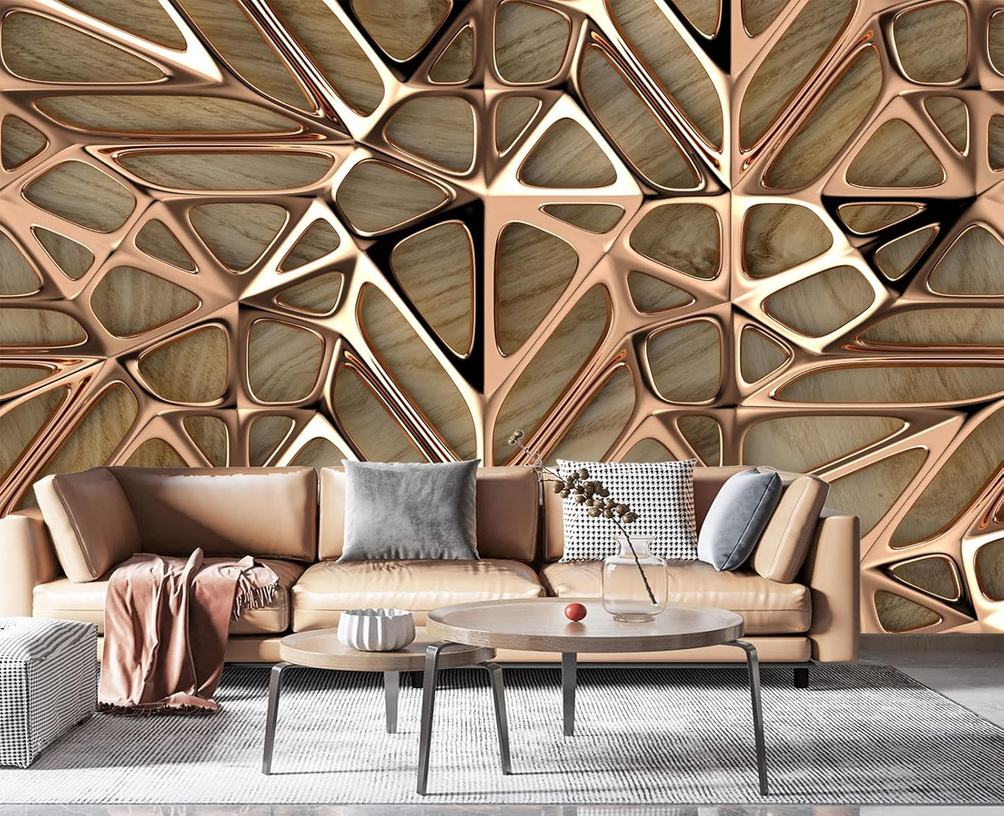 3D Metal Wall Mural Wallpaper for Bedroom 103" x 69"