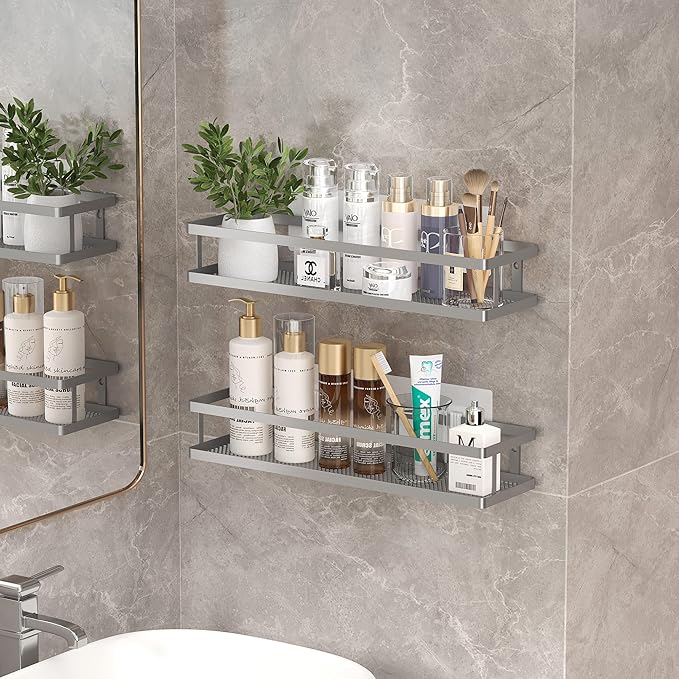 PUSDON Metal Wall Hanging Basket 2 Packs DIY Suitable for Multiple Scenes - Large Silver Grey Guardrail