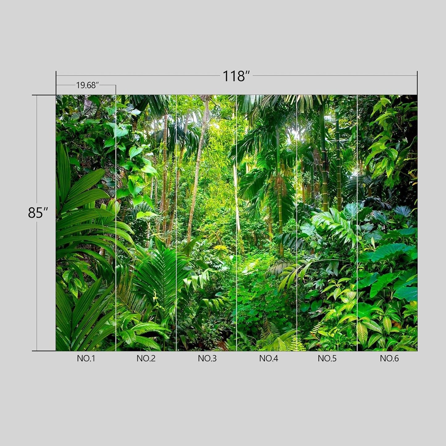 Tropical Rainforest Botanical Wallpaper Peel and Stick Wall Mural for Bedroom Living Room - 85"x118"