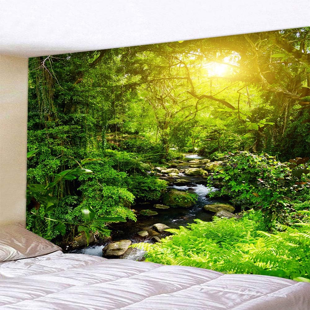 Llamazing Forest Tapestry - Home Decor Landscape for Living Room & Bedroom (Forest Creek, 60''L51''W)