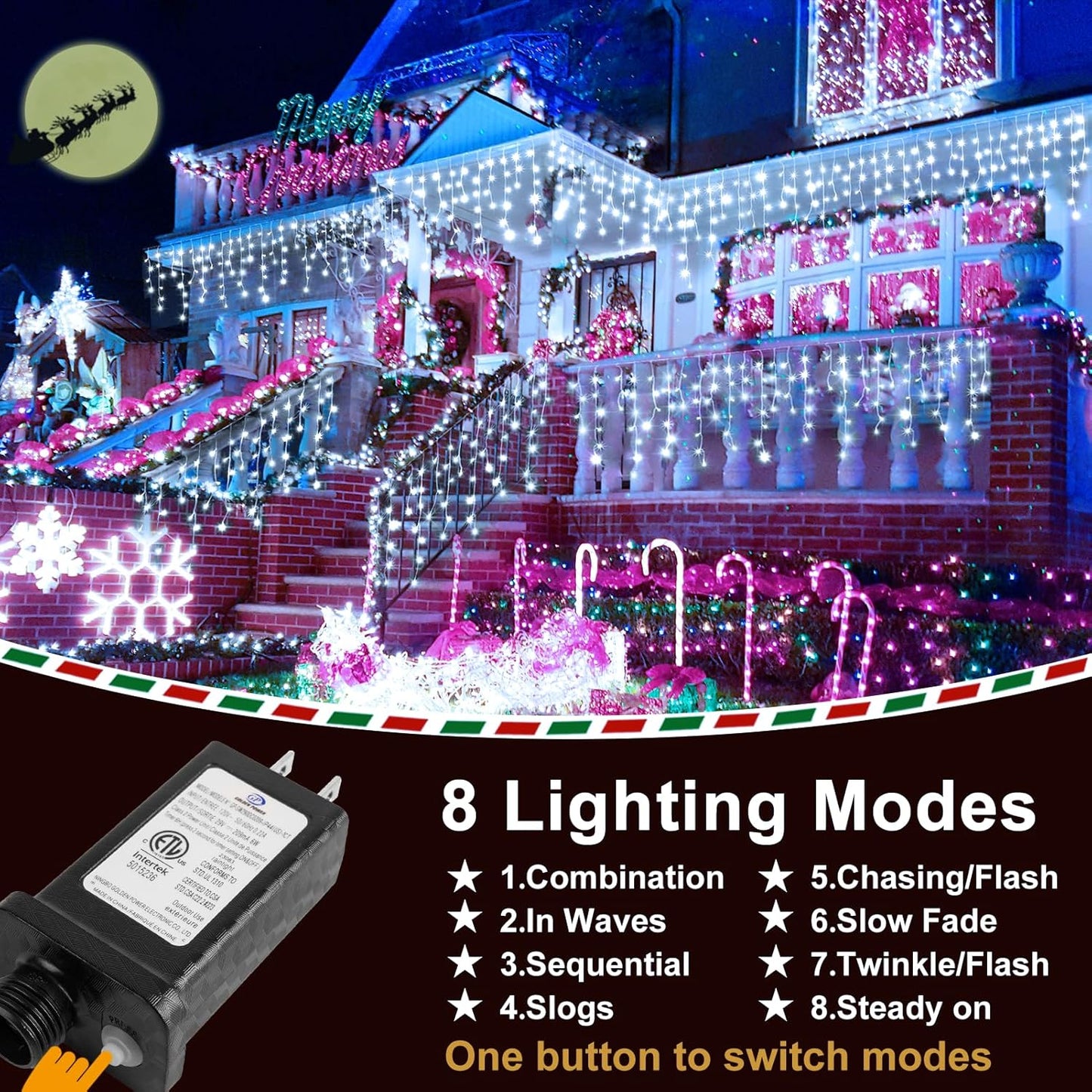 KNONEW 164FT 1600 LED Christmas Lights Outdoor Decoration White Timer 8Modes Hanging Fairy String Lights with 320 Drops, Plug in Waterproof Indoor Decor for Holiday Wedding Party Window Garden