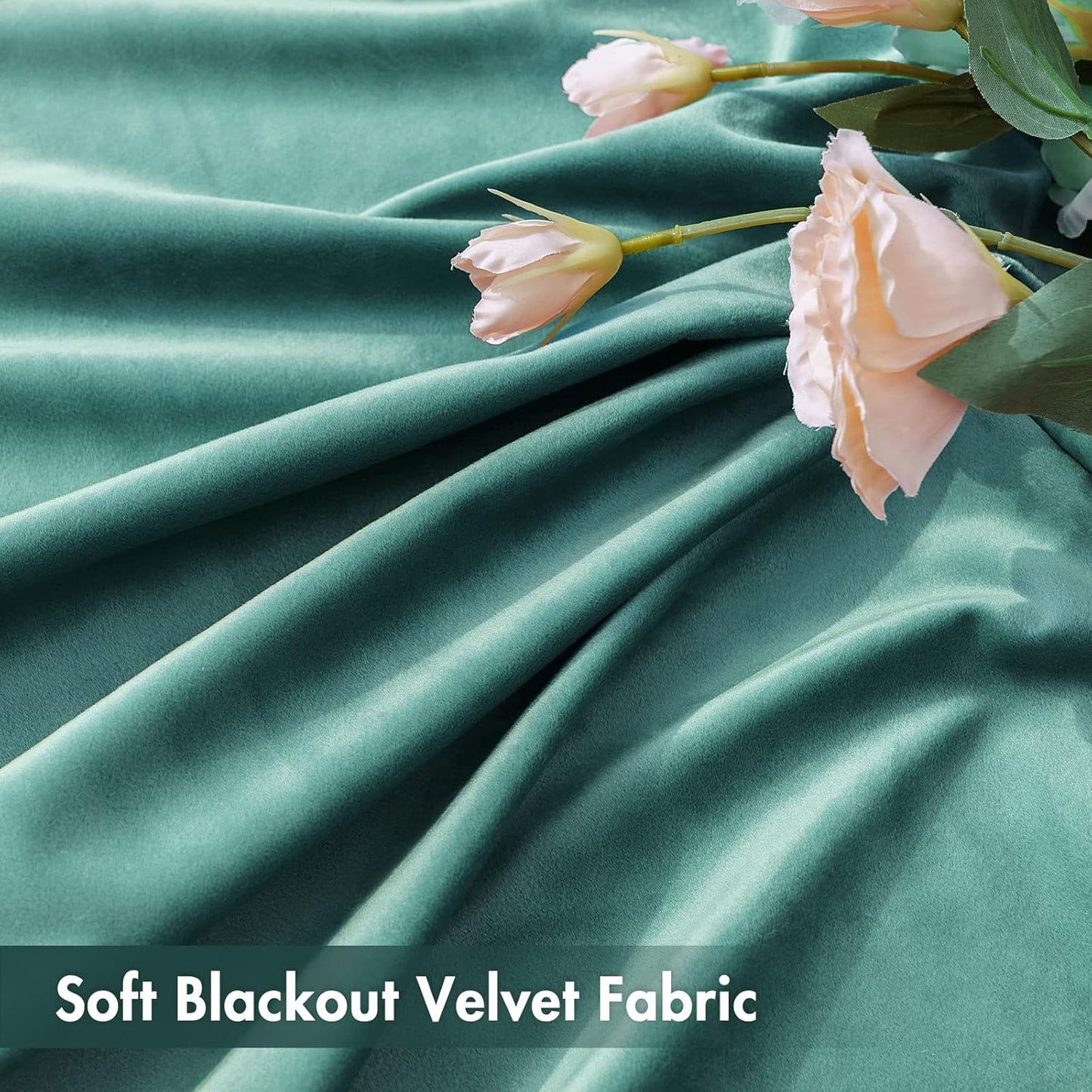 MIULEE Teal Velvet Curtains Thermal Insulated Blackout Curtain Drapes for Bedroom Living Room Darkening 108 Inches Long Curtains Panels Rod Pocket Set of 2