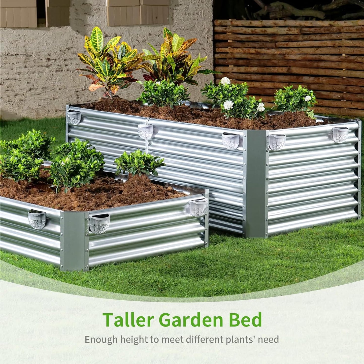 Land Guard Metal Raised Garden Bed for Gardening, 8x4x1.5ft Galvanized Raised Garden Bed, Planter Boxes Outdoor for Vegetables, Fruits and Flowers (Silver)