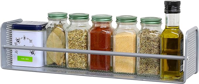 Simple Houseware Wall Mounted Spice Rack, Silver, Set of 2