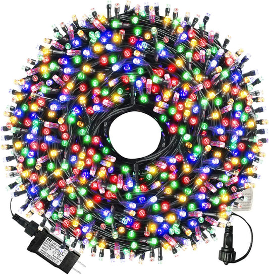 XTF2015 105ft 300 LED Christmas String Lights, End-to-End Plug 8 Modes - UL Certified - Outdoor Indoor Fairy Lights for Tree, Patio, Garden, Party, Wedding, Holiday (Multicolor)