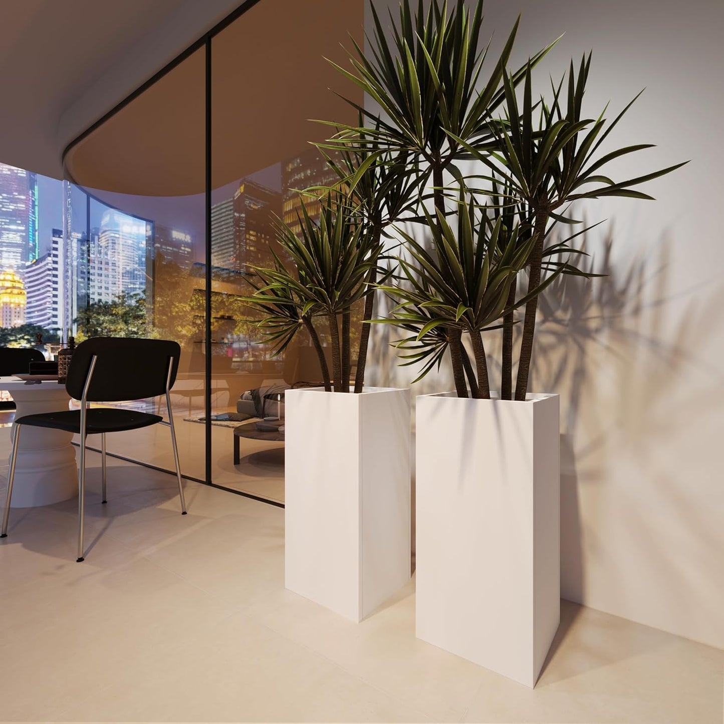 White Steel Metallic Heavy Planter for Outdoor Plants Box 14"x14"x30" Metal Planter Spliced Flower Pots with Partitions for Outside,Indoor,Garden (White, 14 * 14 * 30)