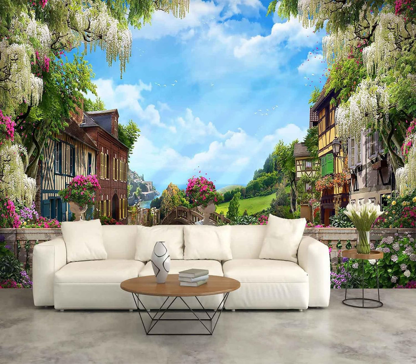 Wall Murals for Bedroom Venice Garden Large Mural Wallpaper Wall Stickers 108''x75''(Not Self-Adhesive)