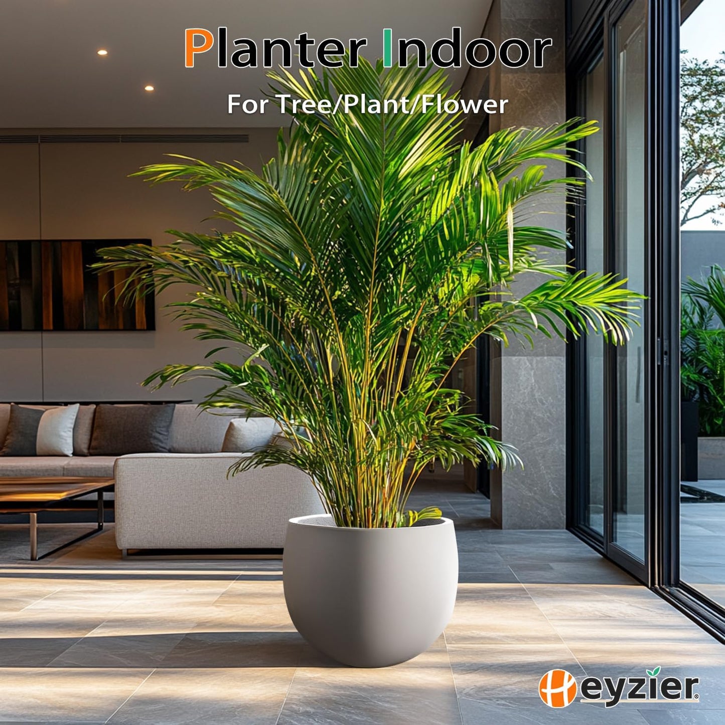 Ball Concrete Planter Outdoor Indoor, Large Tall Cement Plant Pots for Trees Flowers (Gray, 18 inch)