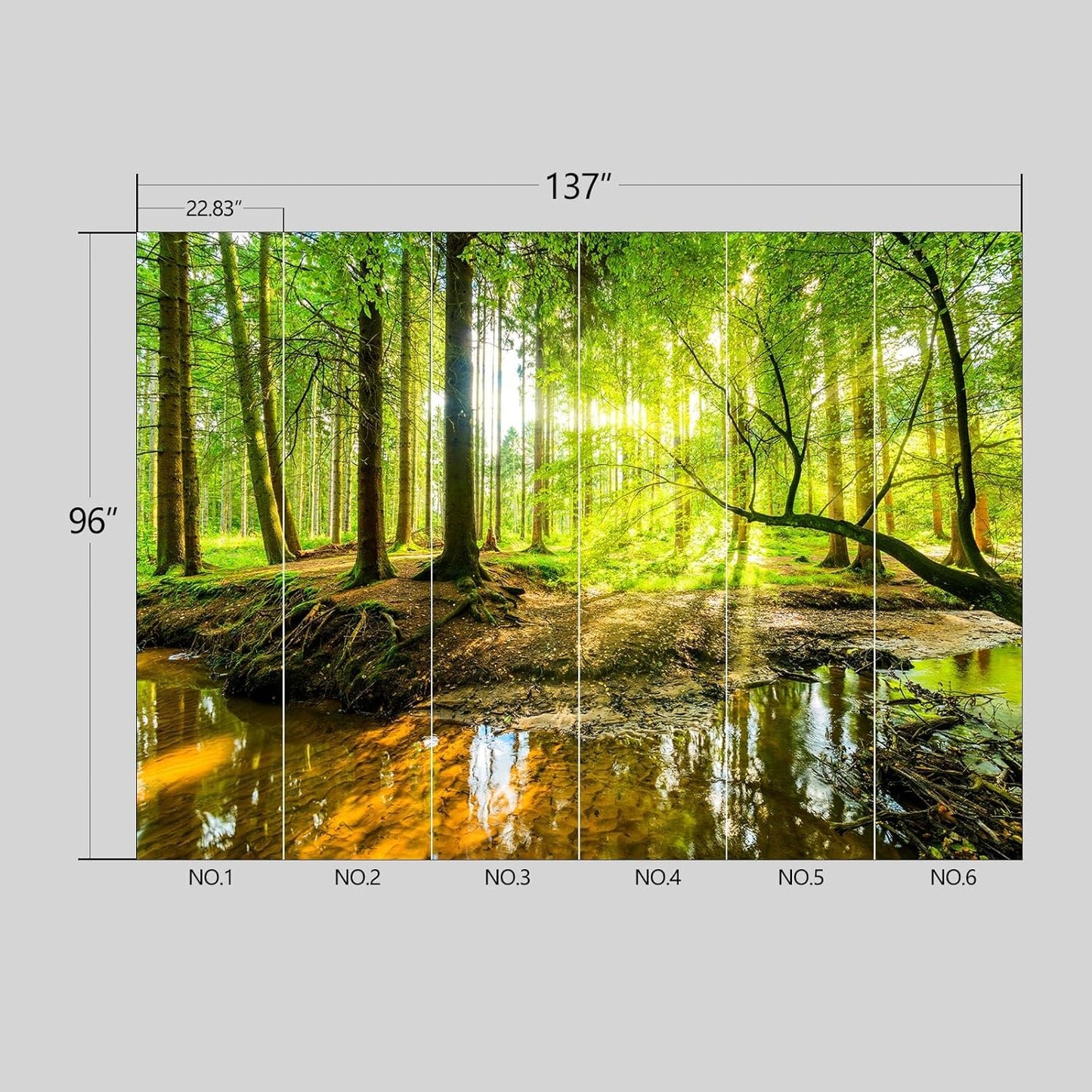 Nature Forest Wallpaper Woodland Peel and Stick Wall Mural for Bedroom Living Room - 96"x137"