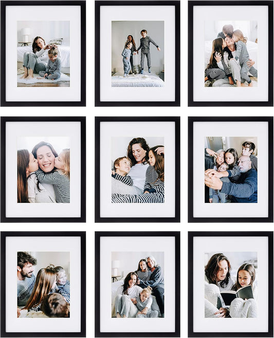 Sheffield Home 9 Piece Gallery Wall Frame Set, 11x14 in. matted to 8x10 in. (Matte Black)