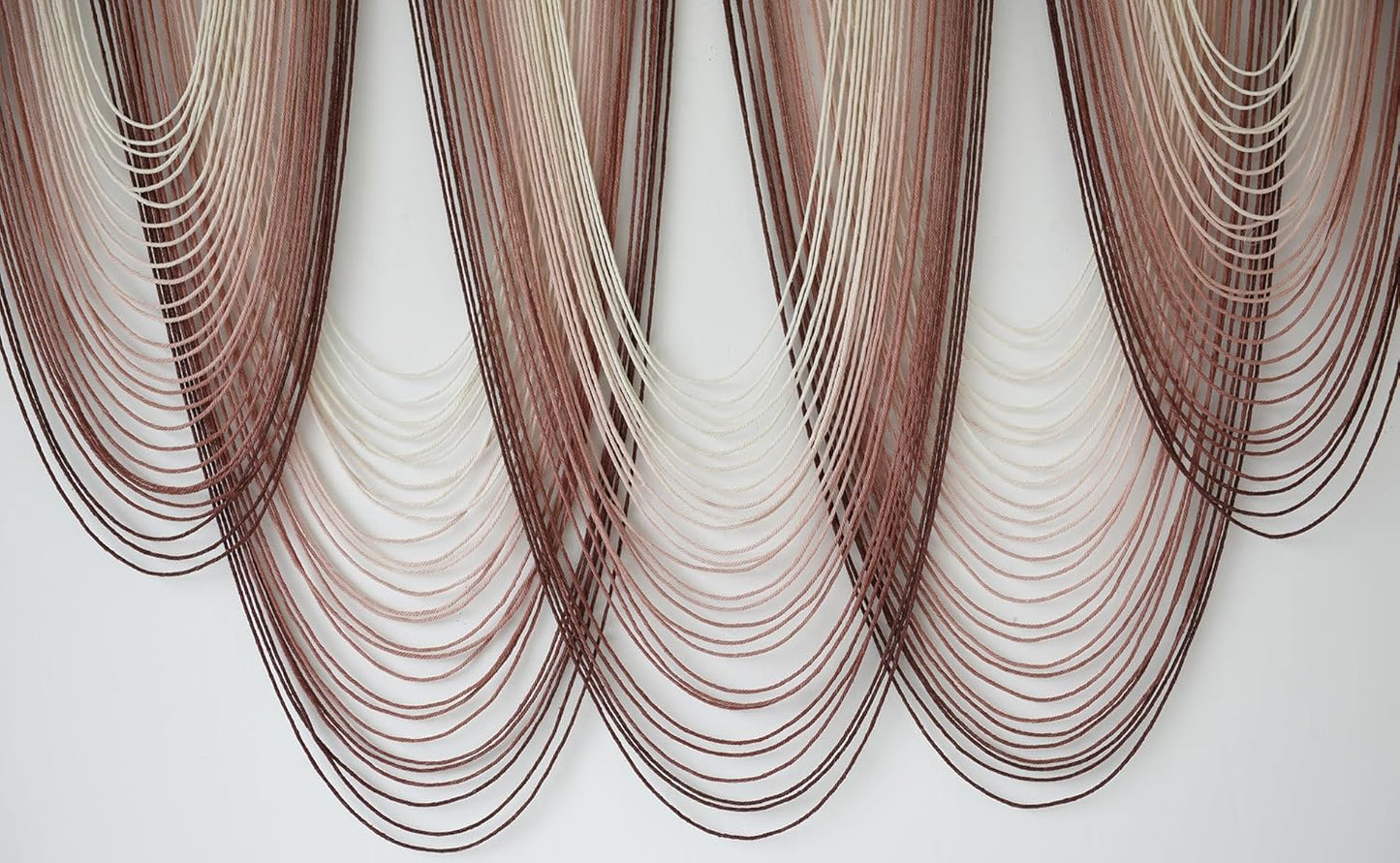 IOWER Macrame Wall Hanging Pink Dip-Dyed Large Macrame Wall Decor For Living Room Boho Fiber Art 57" W x 41" L