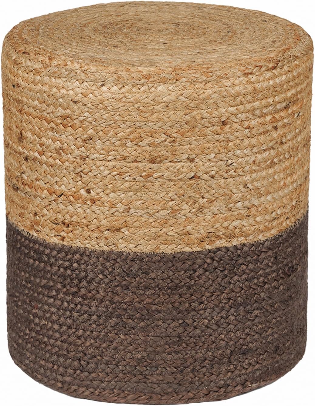 REDEARTH · Cylindrical Pouf Foot Stool Ottoman - Jute Braided Pouffe Poof Accent Sitting Footrest for The Living Room, Bedroom, Nursery, Patio, Lounge - Set of 2 (14.5”x14.5”x16”; Natural Acorn)