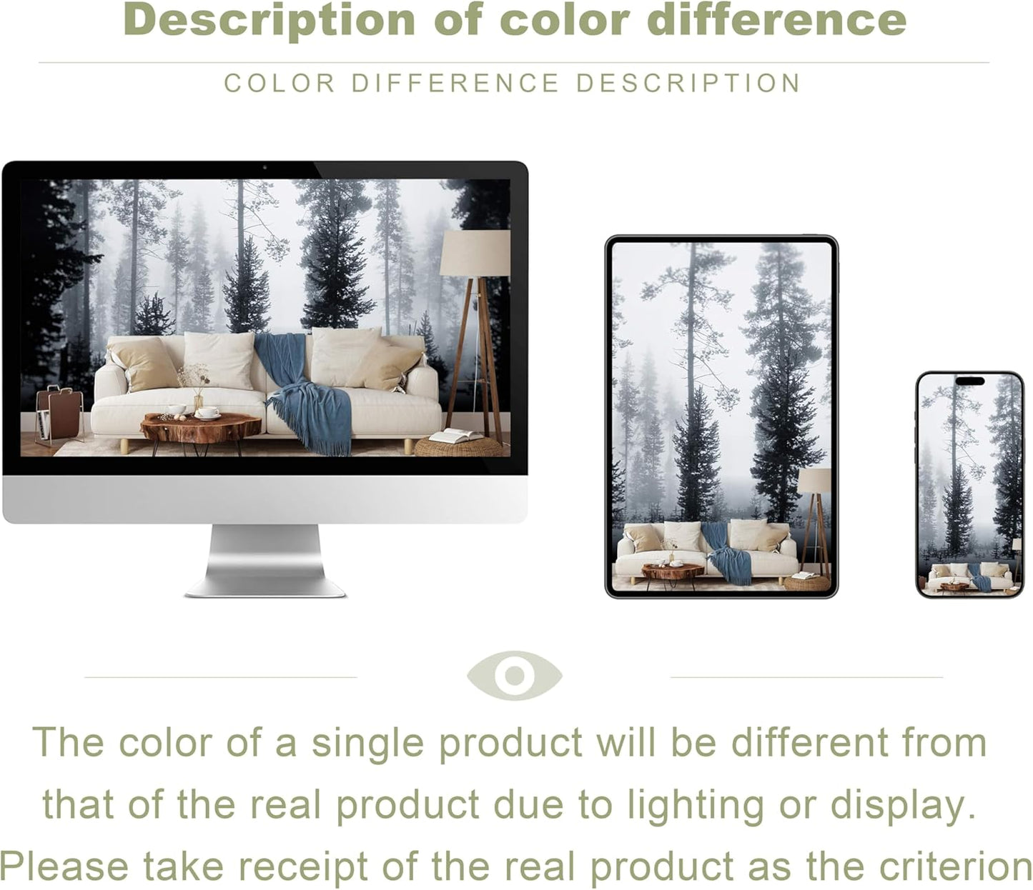 Misty Snow Forest Wall Mural Wallpaper Foggy Pine Large Wall Decor for Bedroom Living Room Office(Not Peel and Stick)