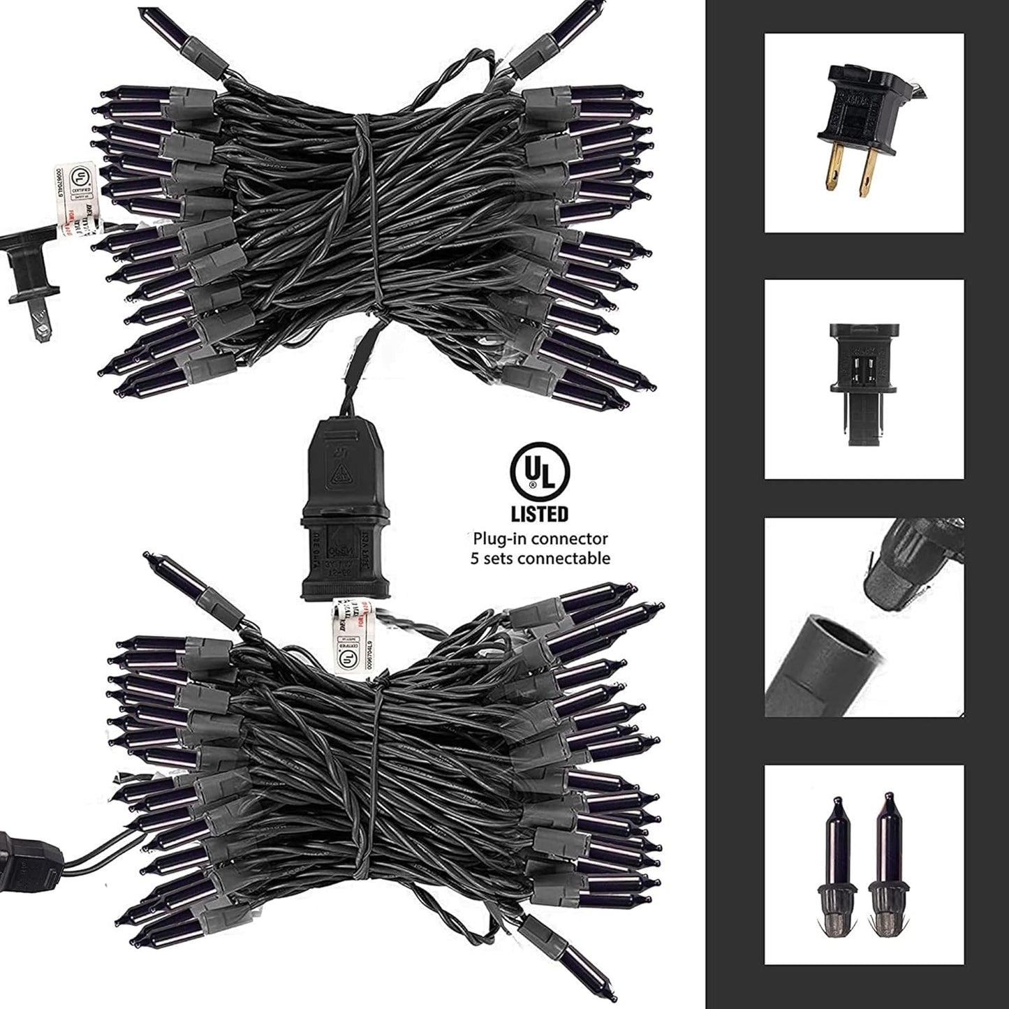 TW SHINE Purple Halloween Lights, 2 Pack 20FT 100 Count Incandescent Halloween Mini String Lights, Waterproof Halloween Decorations for Outdoor Indoor Patio Home Party Garden Yard Decor