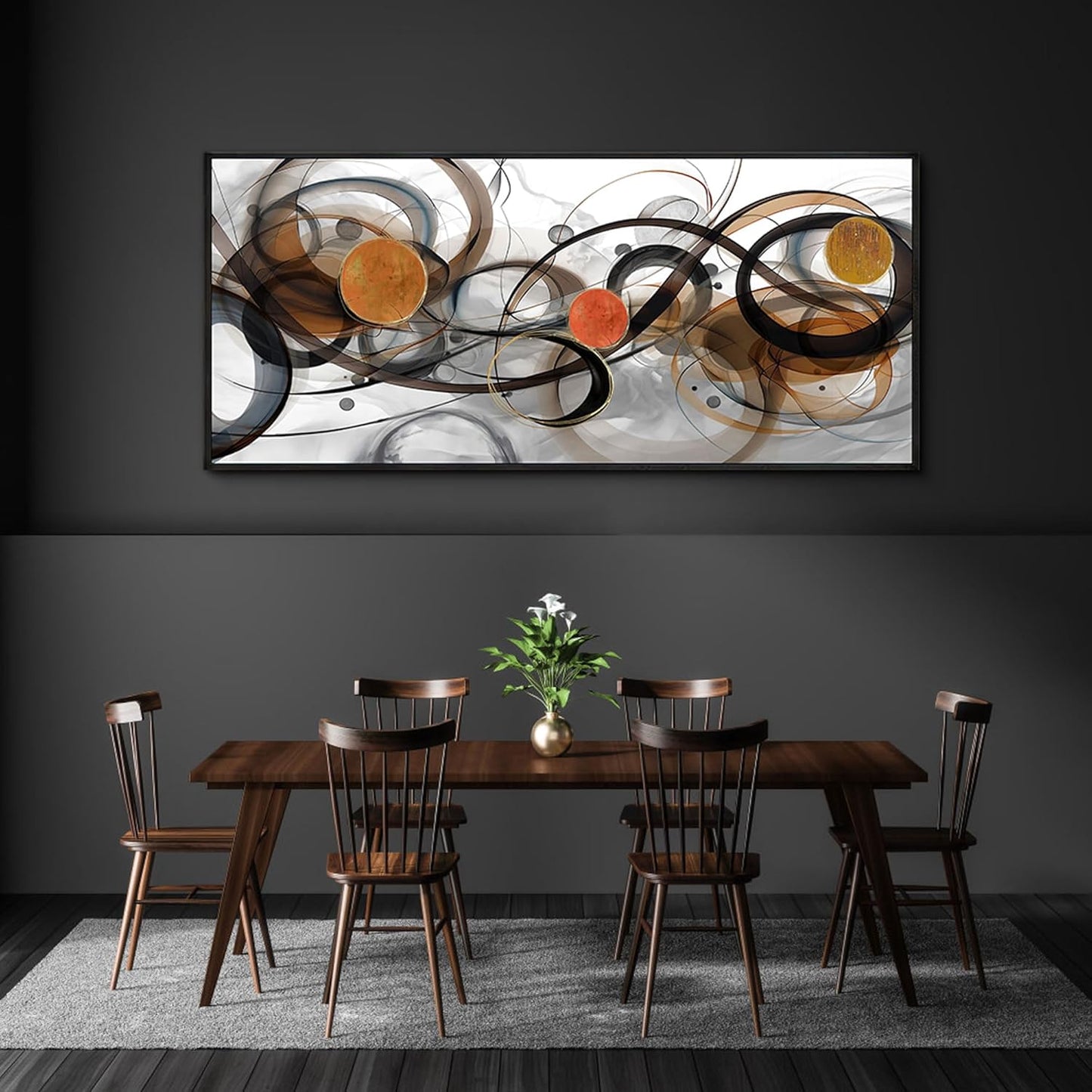XLSJERST Large Wall Art for Living Room - Black and Gray Canvas Picture Framed Artwork for wall Modern Abstract Minimalist Paintings Oversize Wall Decor