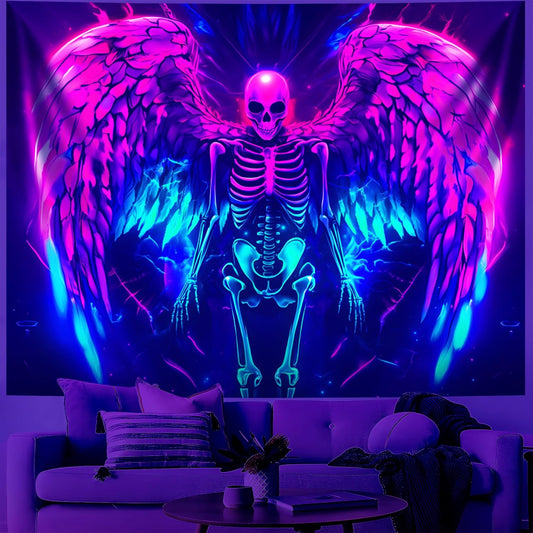 Blacklight Tapestry,WingTapestry Glow In The Dark,UV Reactive Black Light Upright Posters Wall Hanging for Bedroom Dorm Living Room Backdrop Decor (wing13, 59L" x 51W")