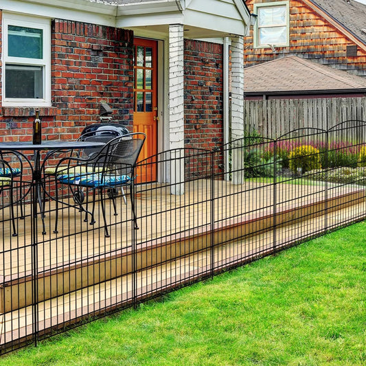 INJOPEXI Decorative Garden Fence 12 Panels 23.6ft (L)×36in (H) Garden Fences with 12 Panels Rustproof Wire No Dig Rabbit Animal Barrier Fencing Rabbit Dog Fence for Yard Patio Outdoor - Without Gate