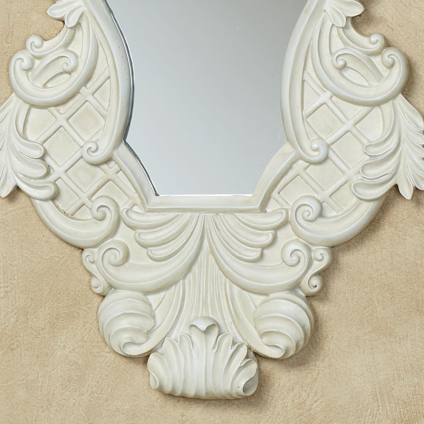 Lattice Scroll Antique White Traditional Classic Wall Mirrors | Set of Three | Vintage Accent Hanging Mirror for Bedroom, Living Room, Office, Hallway | Victorian Style Decor
