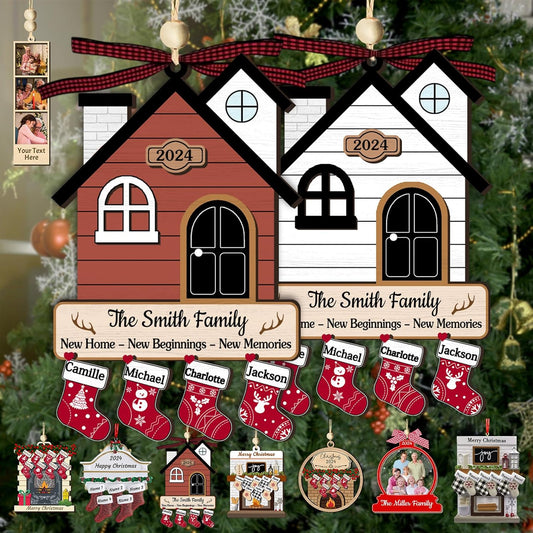 Personalized Christmas Ornaments with Names Custom Family Ornament Customized Xmas Tree Hanging Wood Decoration Gift New Home