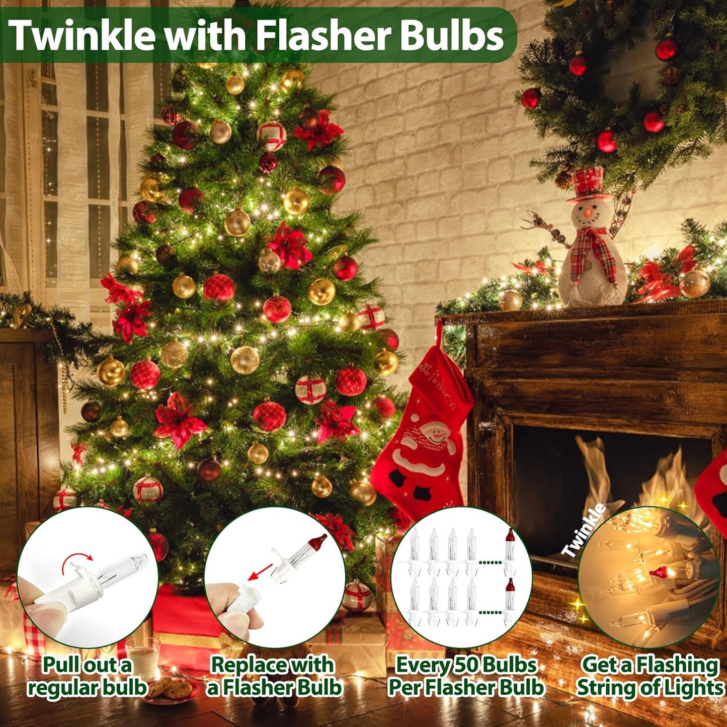 Clear Christmas Lights 25FT 100 Incandescent Bulbs Warm White Mini Lights with White Wire for Christmas Tree, Garland, Thanksgiving, Wedding, Party, Home, Indoor & Outdoor Festival Decoration