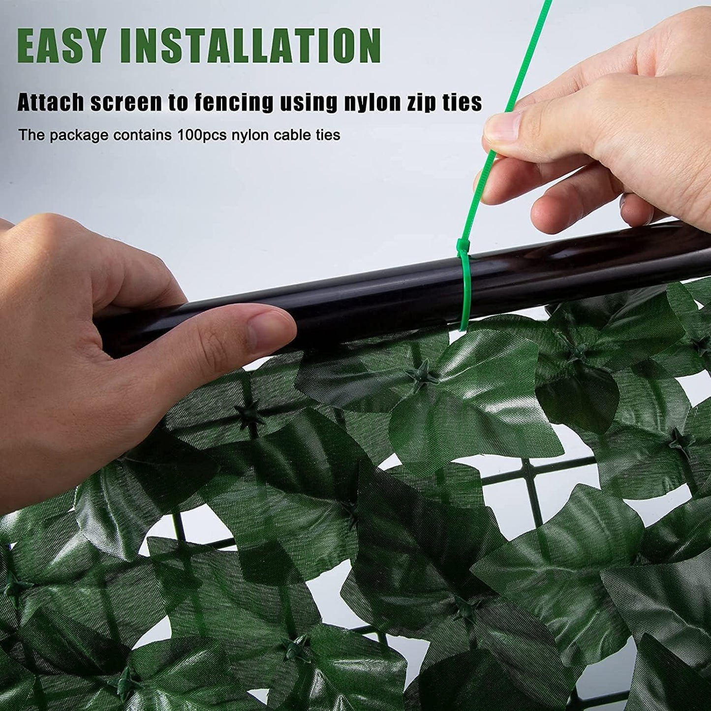 Faux Ivy Fence Privacy Screen Outdoor Expandable Artificial Greenery Roll Fake Hedge Wall Patio Green Plastic Leaf Plant Vine Grass Panels Gate Covering for Garden Yard Balcony (100x60 in)