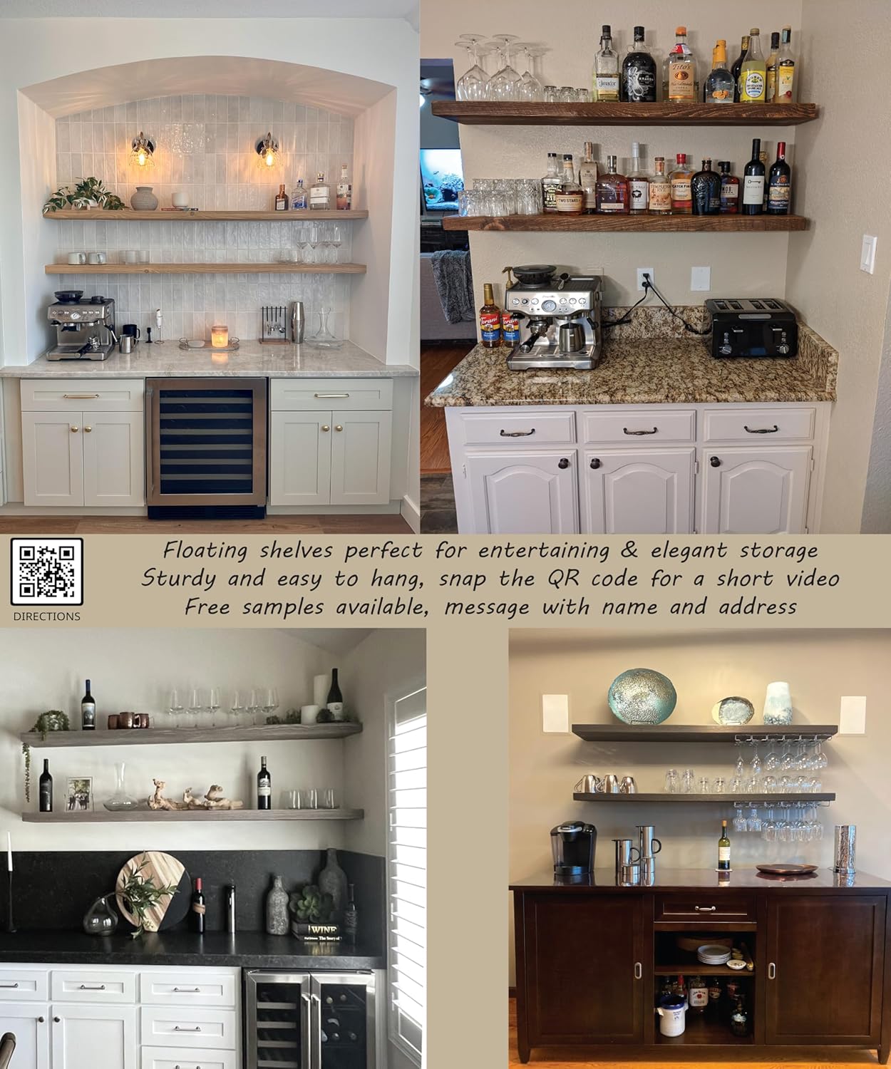 joelsantiques - 48 Inch Wooden Floating Shelves for Wall - 48x8x2 in - Made of Natural Wood - Long Heavy Duty Rustic Wall Shelves for Bedroom - Perfect for Living Room, Kitchen - Natural