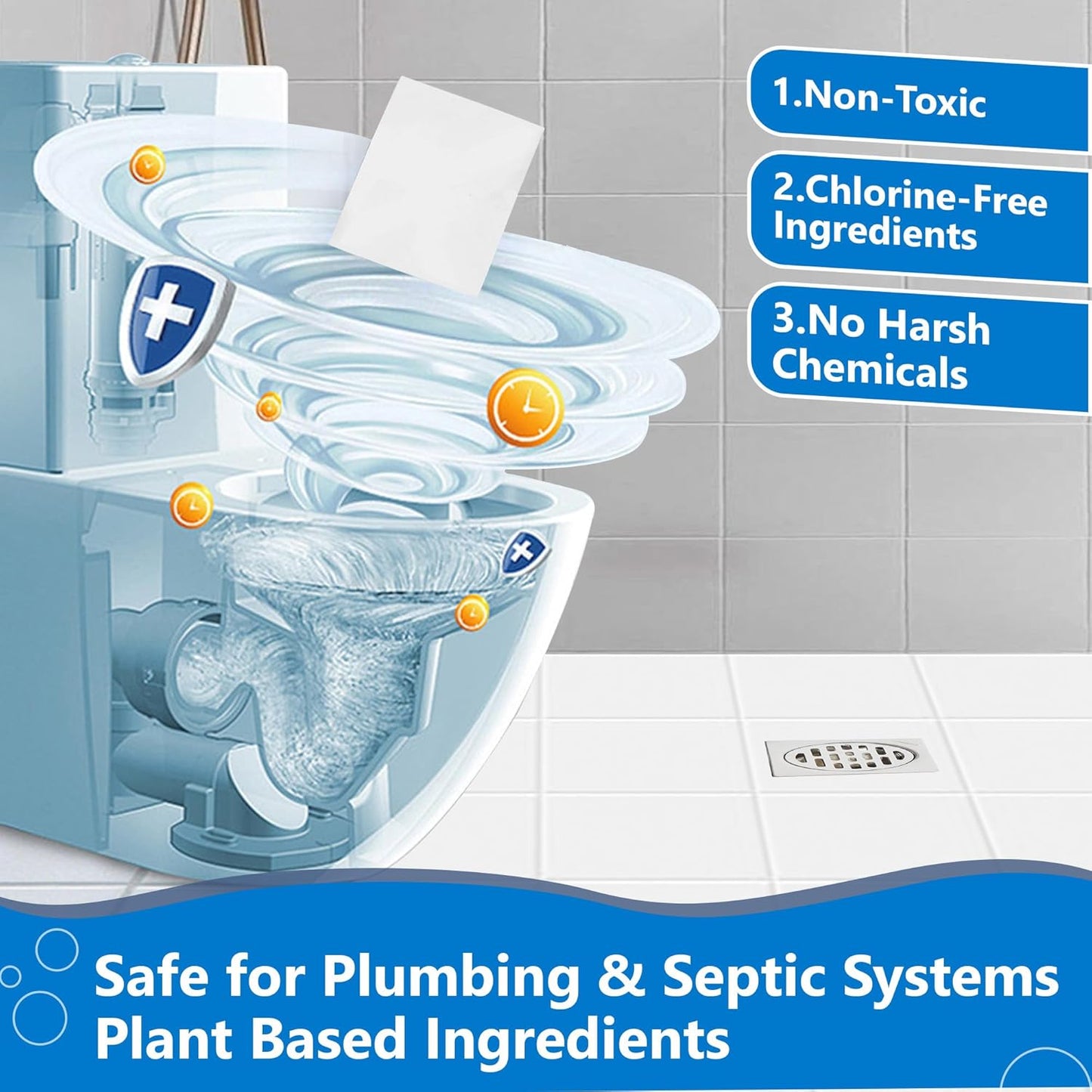 Toilet Bowl Cleaner Sheets, Natural Toilet Bowl Cleaner Strips, Eco-Friendly, Removes Stains & Odors, Non Toxic, Plastic Free, Septic Safe, Ideal Toilet Bowl Cleaner, 120 Uses