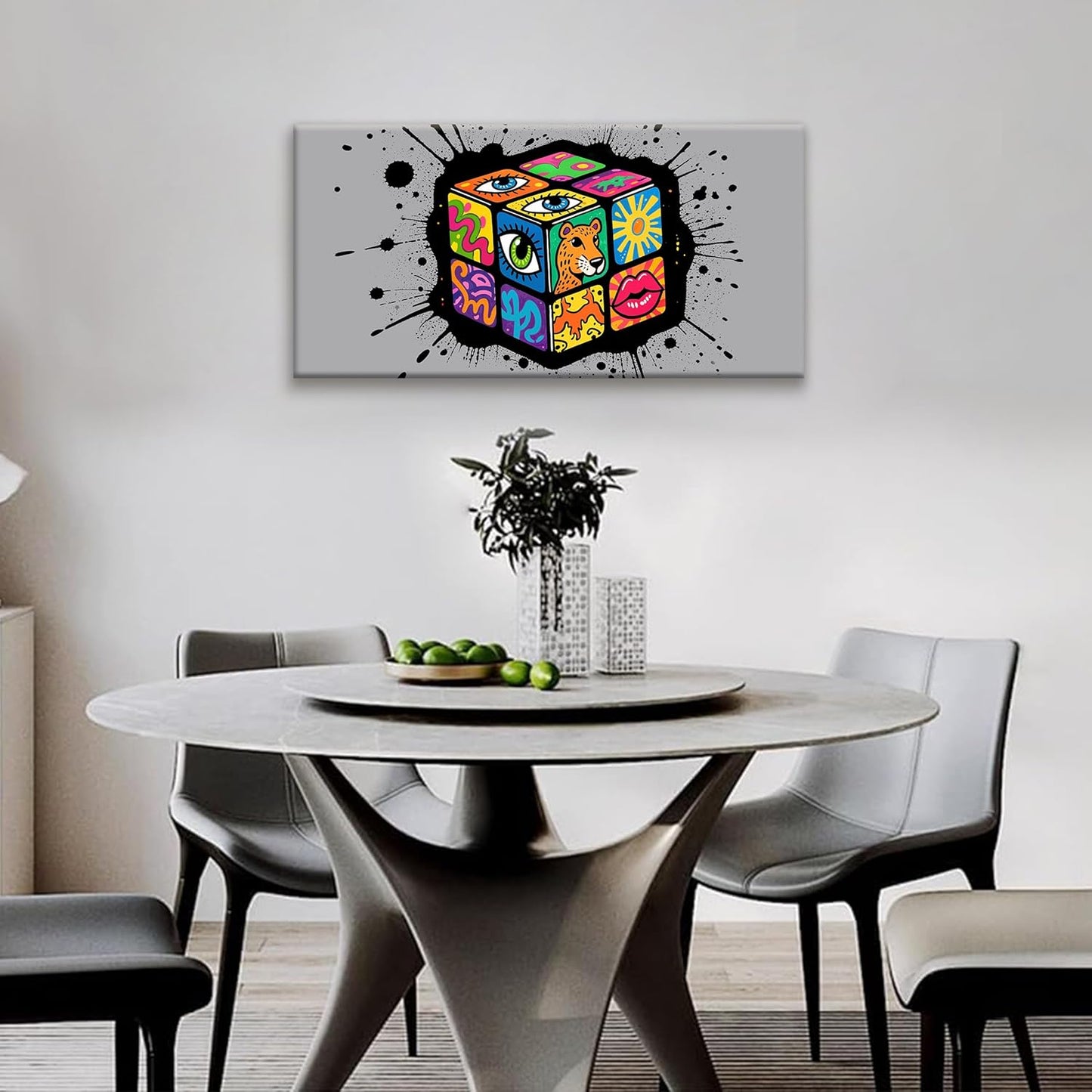 TAIJXAGSG Abstract Wall Art Small Size Home Modern Minimalist Abstract Wall Decor Multicolor Graffiti Cube Canvas Art Wall Decor Painting For Bedroom Office Artwork 20"X40"