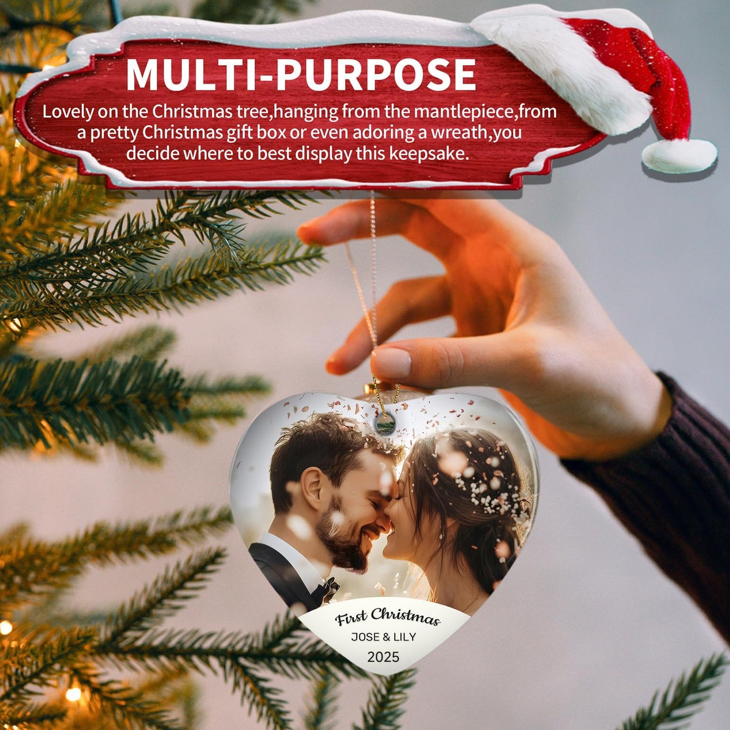 Personalized Christmas Ornaments 2025,Custom Christmas Ornament with Photo Text,Personalized Ornaments for Xmas Tree,Ornaments Keepsake Gift for Family