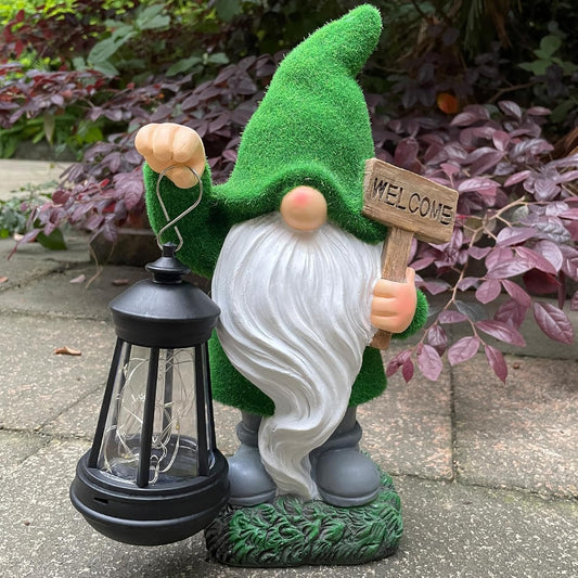Solar Garden Statue Lights Gnome Figurine with Solar Light Outdoor Patio Lawn Yard Garden Decor for Women Mother's Day Housewarming Gifts