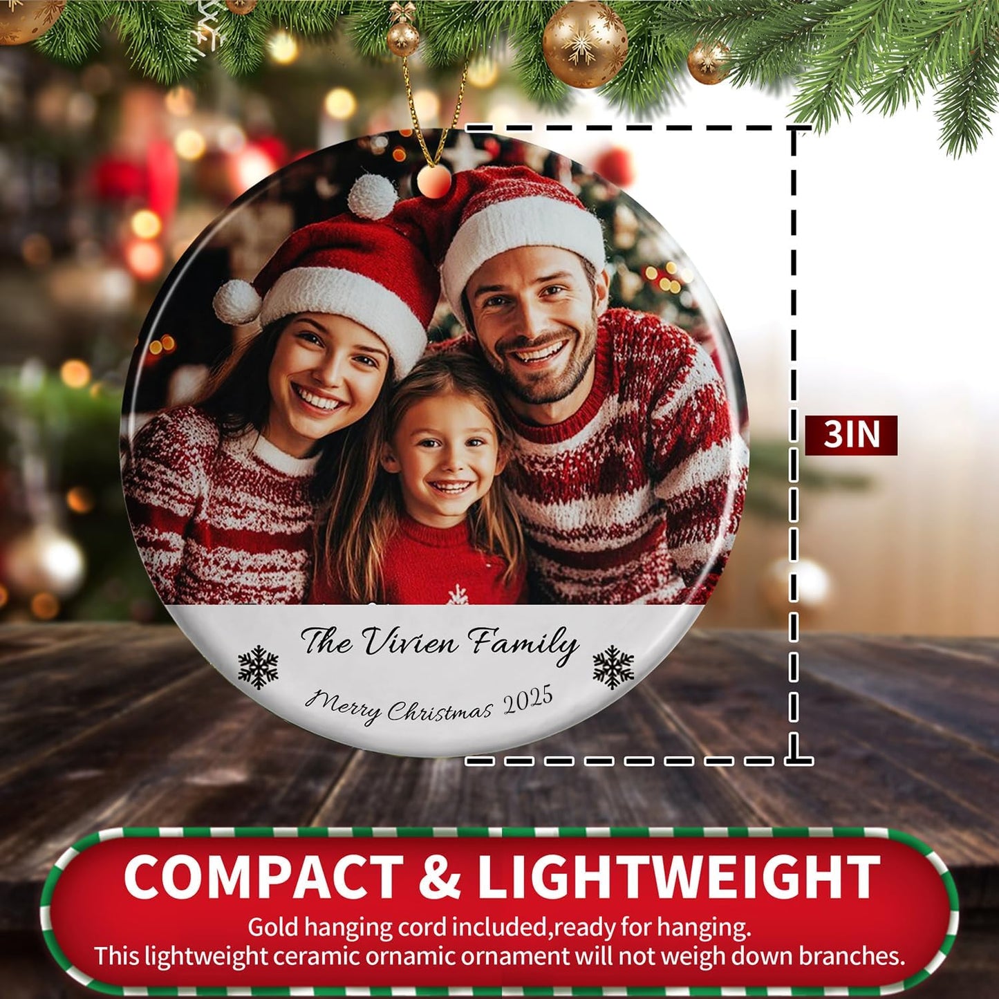 Personalized Christmas Ornaments 2025,Custom Christmas Ornament with Photo Text,Personalized Ornaments for Christmas Tree,Ornaments Keepsake Gift for Family