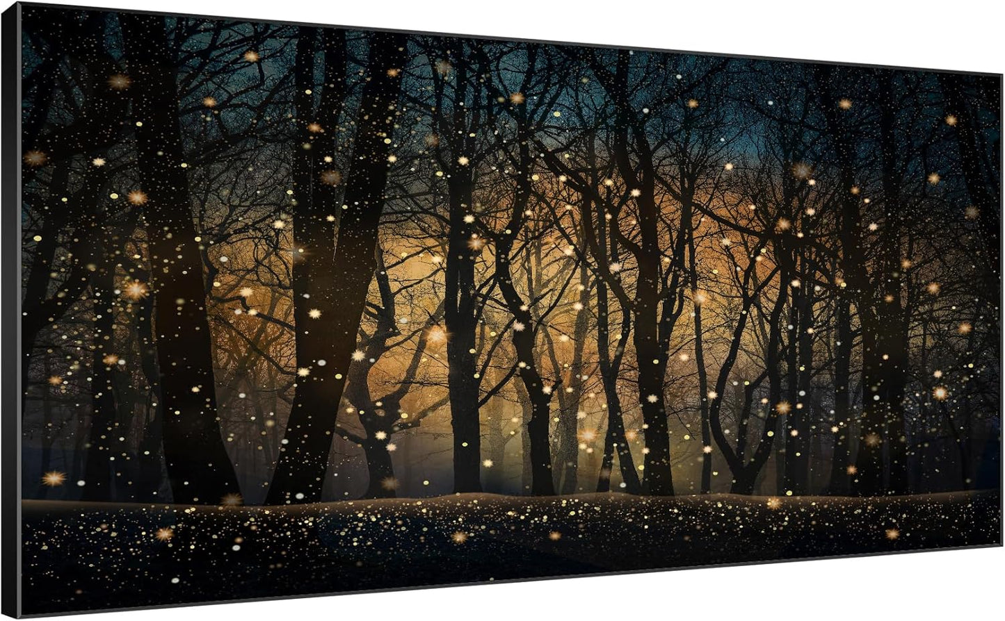 SIGNWIN 36"x72" Extra Large Framed Wall Art Magical Firefly Night Forest, Enchanted Woodland Scene for Home Living Room Bedroom Decor (Frame Assembly Required)