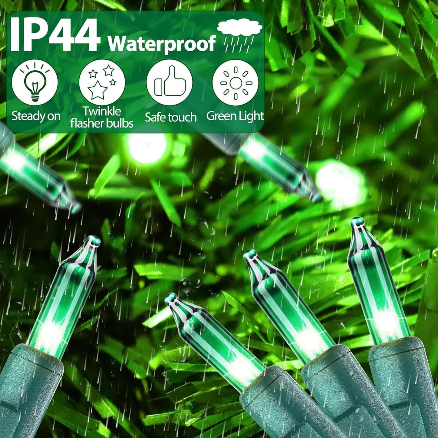 St. Patrick's Day Mini String Lights Green Christmas Lights, 25FT 100 Incandescent Bulbs Green Lights with Green Wire for Christmas Tree, Garland, Indoor & Outdoor St Patricks Day Decoration