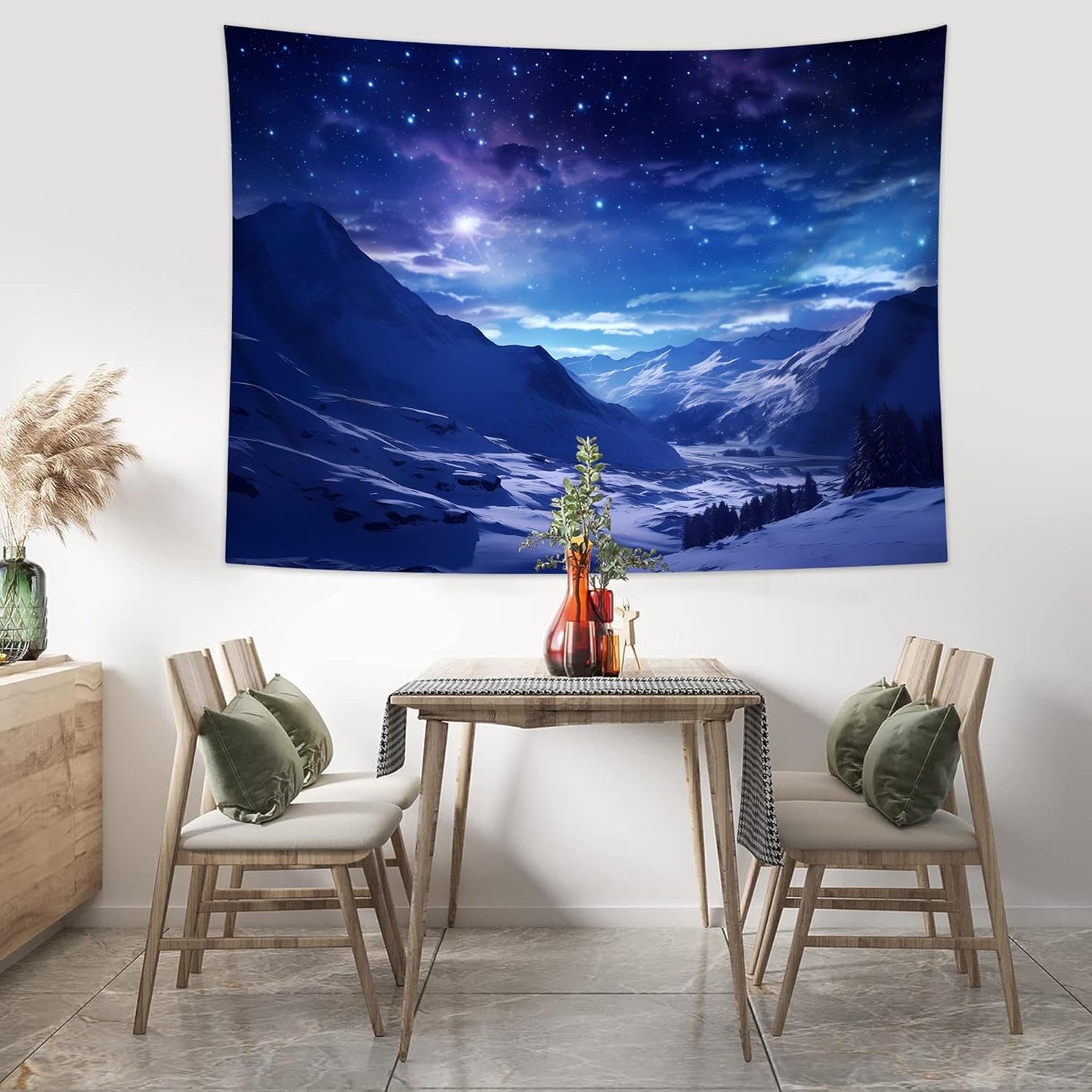 QGHOT Winter Tapestry Wall Hanging Snow Scene Backdrop Snow Mountain Wall Decor Blue Nature Landscape Snowy Large Tapestry for Bedroom Room Dorm, Extra Large