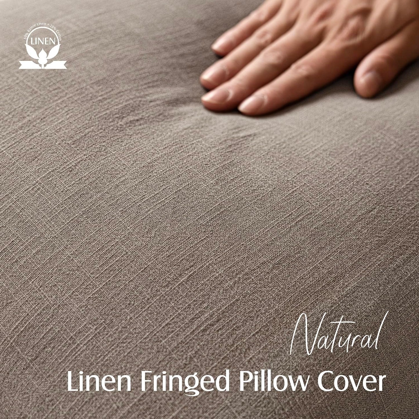 Foindtower Set of 2 Decorative Linen Fringe Lumbar Throw Pillow Covers Boho Farmhouse Cushion Cover with Tassels Soft Accent Pillowcase for Couch Sofa Bed Living Room Home Decor,12×20 Inch,Brown Tan