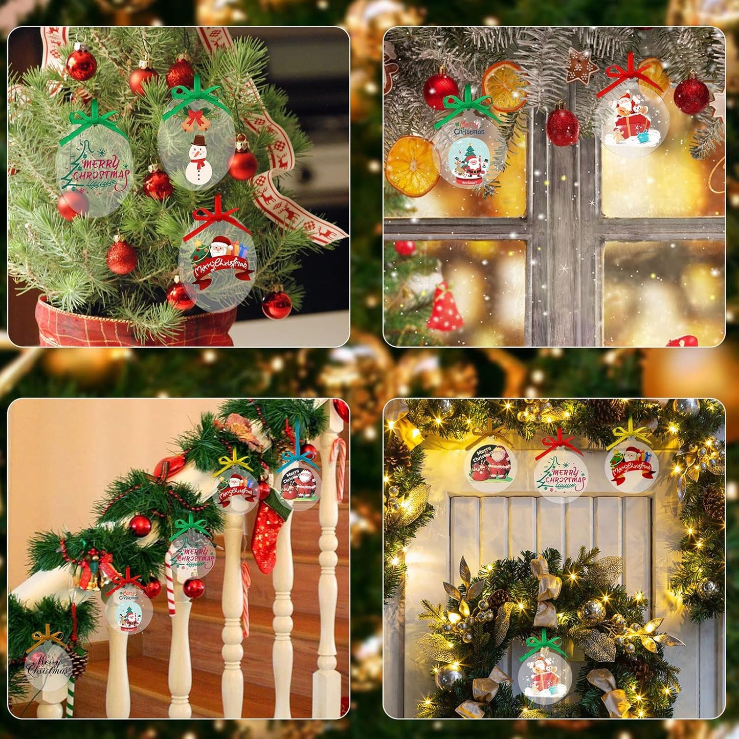 40 Pieces Christmas Hanging Ornaments Set 3''Christmas Ornament Acrylic Blank with 50Pcs 25 Color Ribbons for Christmas Tree DIY Decor (Classic Circle, 40.00)