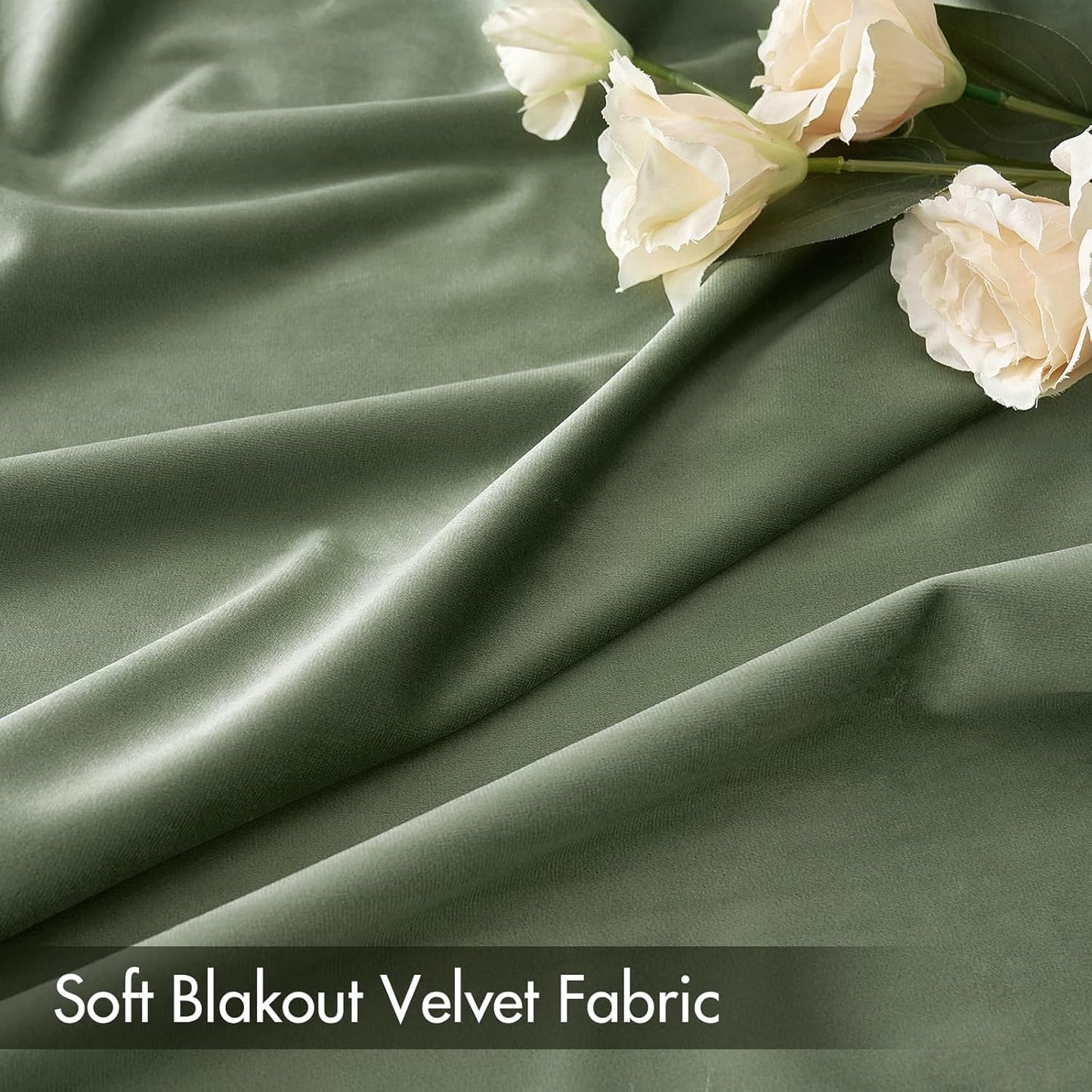MIULEE Velvet Curtains Sage Green Thermal Insulated Blackout Curtain Drapes for Bedroom Living Room Darkening 96 Inches Long Curtains Panels Rod Pocket Set of 2