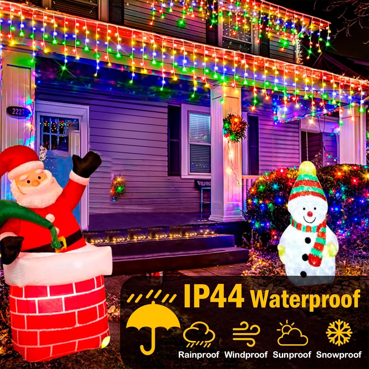 Color Changing Christmas Lights, 11 Modes 49FT 480 LED Ice Lights for Outside with 90 Drops, Timer Memory Waterproof Warm White to Multicolor Ice String Lights for Christmas Eaves Party Decorations