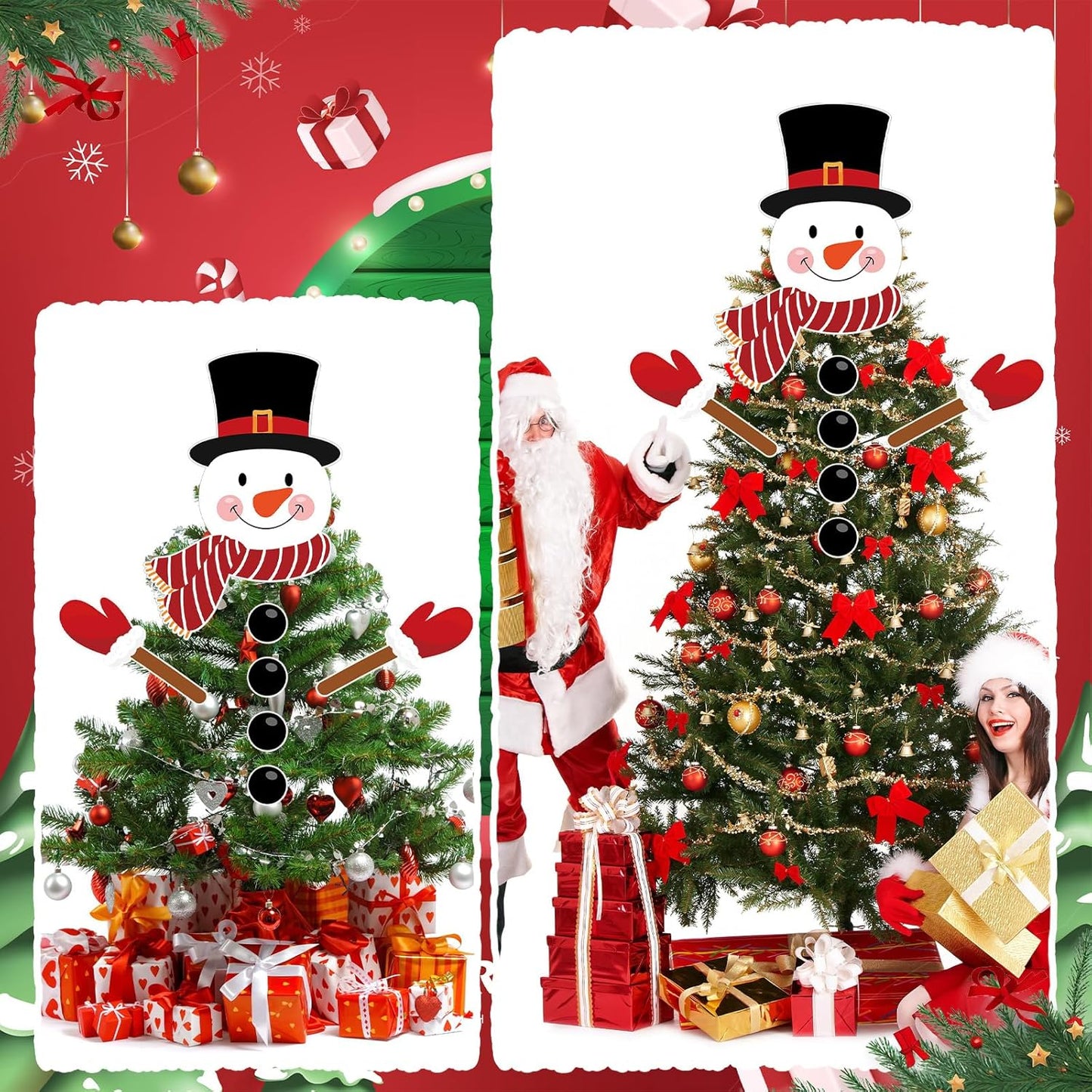 Snowman Christmas Decorations for Tree Snowman Christmas Tree Topper Head Arms Funny Xmas Ornament Decor for DIY Xmas Party Decorations Holidays Winter Indoor Home Gift